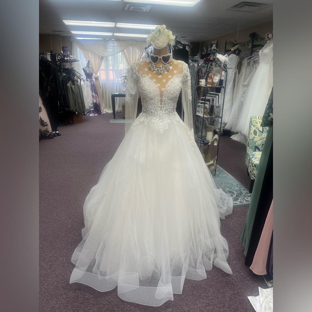 Allure Bridals Ivory Gown with Lace Appliqué
